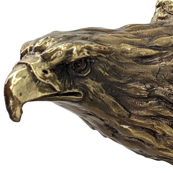 Vintage Gold Resin AMERICAN EAGLE STATUE on Flag Part Ready for DIY Wooden Stand - Picture 3 of 10
